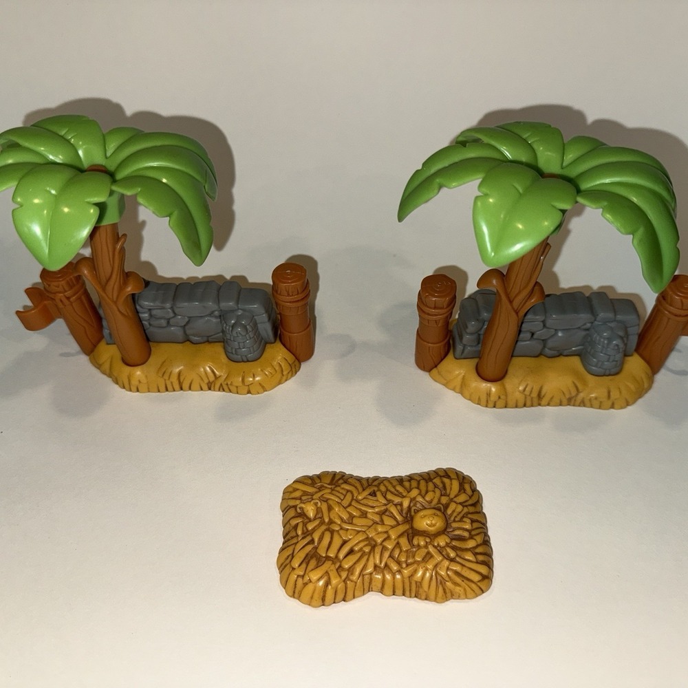 Fisher Price Little People Nativity Stone Wall Palm Tree Fence & Hay Bed Lot 05